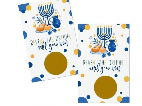 Hanukkah Scratch Off Card Game (30 Pack) Reveal The Dreidel to Win – Holiday Raffle Tickets – Fun fo