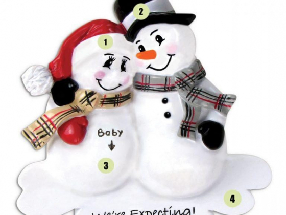 We're Expecting! Snowmen Personalized Christmas Ornament