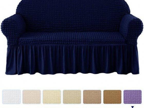 Subrtex 1-Piece Seersucker Sofa Slipcover Skirt Stretch Couch Cover (Loveseat, Navy)