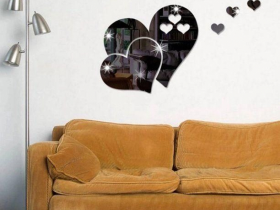3D Mirror Heart Shaped Wall Decal Stickers Lovely Diy Art Mural Decoration For Bedroom Living Room B