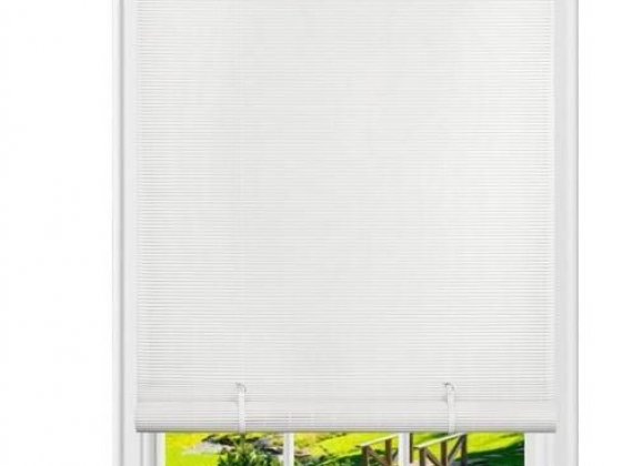 Achim Solstice Indoor/Outdoor Cordless White Vinyl Light Filtering Window Roll-Up Blind, 72" L x 30"