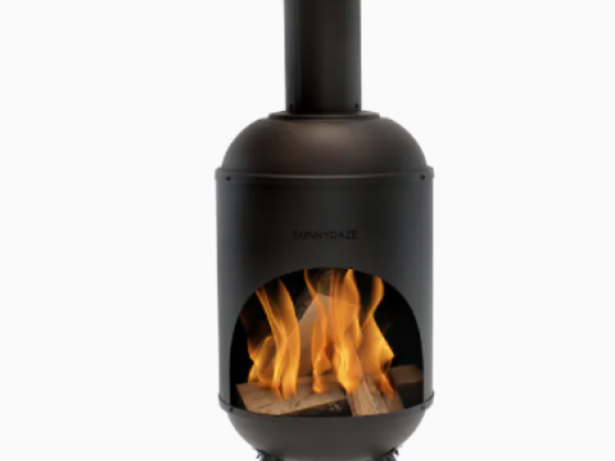 Sunnydaze Decor 60-in H x 19-in D x 22-in W Black Steel Chiminea