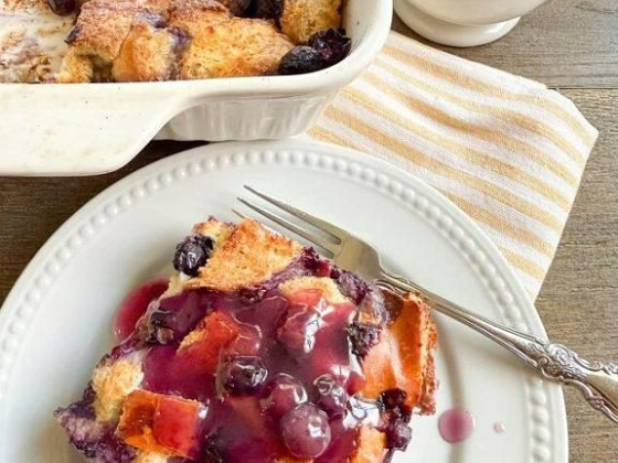Overnight Blueberry Cream Cheese French Toast Casserole