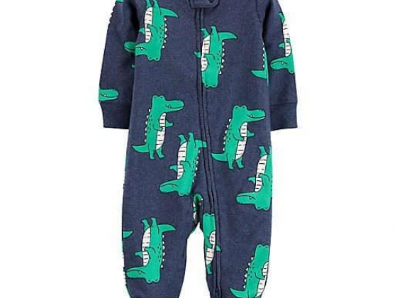 carter's® Preemie Alligator 2-Way Zip Cotton Sleep & Play Footed Pajama in Navy