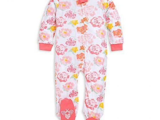 Burt's Bees Baby® Size 6-9M Rosy Spring Organic Cotton Footie in Pink