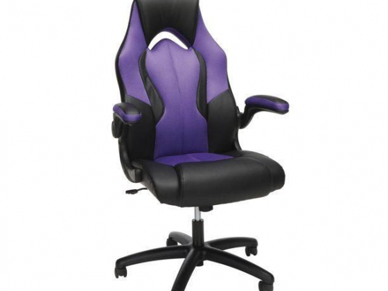 OFM Adjustable Height & Lumbar Support Swivel Gaming Chair, Purple