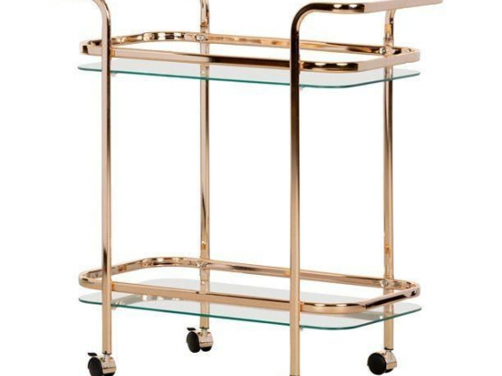 South Shore Maliza Bar Cart, Gold/Clear