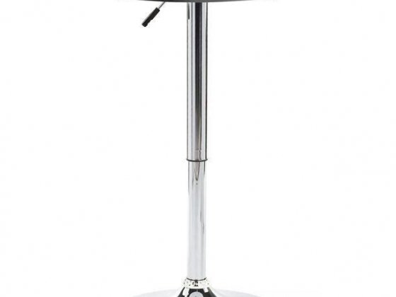Modern Pub Bar Table, 23.5" Round, Adjustable Cocktail Table, Rotates (Aluminum and Wood) (BRTBLA1B)