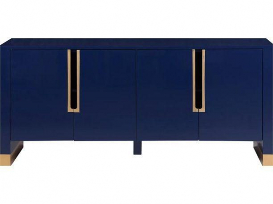 Meridian Furniture Florence Solid Wood Sideboard Buffet in Navy Lacquer