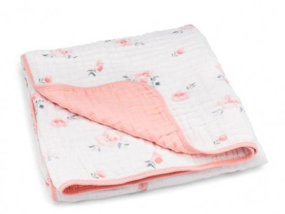 Parker Baby Muslin Blanket - 100% Soft Cotton Baby Quilt and Kids Blanket for Girls - Dreamy Floral