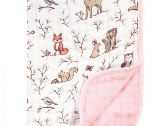 Hudson Baby Infant Boy Muslin Tranquility Quilt Blanket, Enchanted Forest, One Size